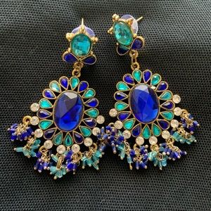 Blue and Sea Green Earrings